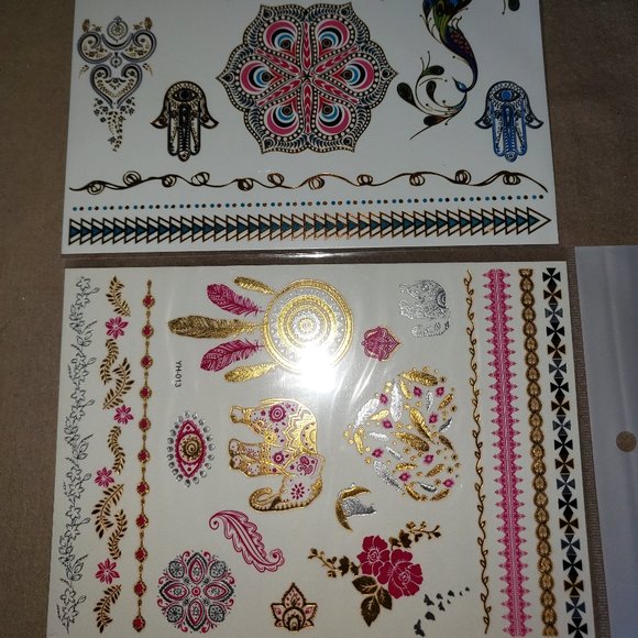 3 sheets Golden Silver Temporary Tattoo - Picture 5 of 14